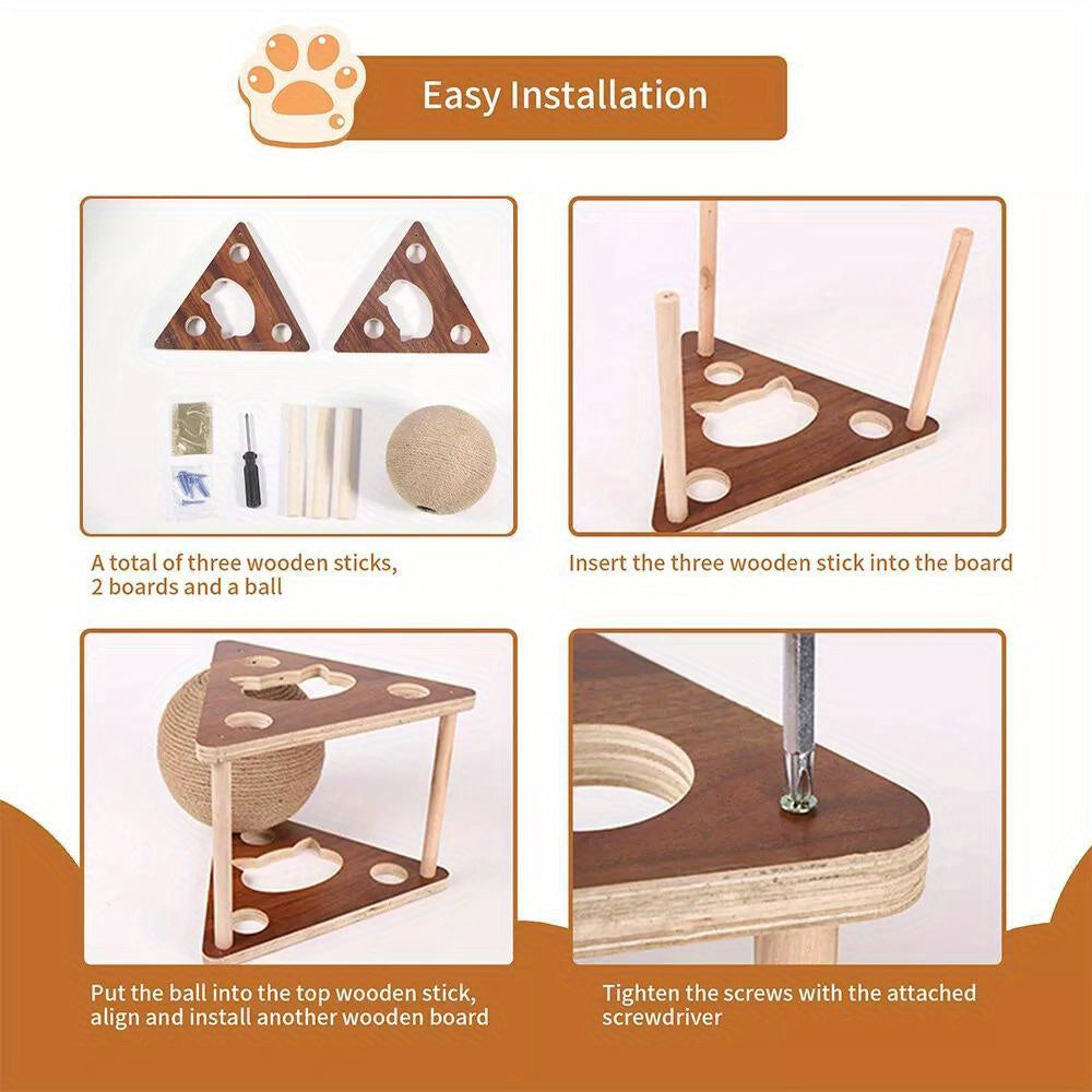 Rascador Interactivo de Madera y Sisal para Gatos
