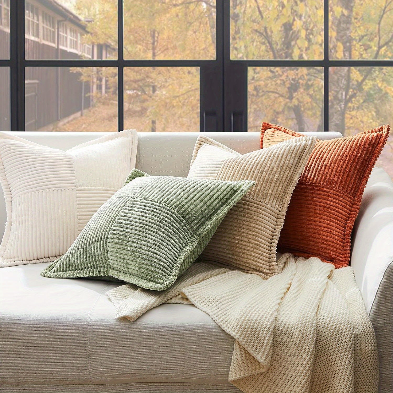 Funda de Cojín de Pana Texturizada, Juego de 2 Unidades