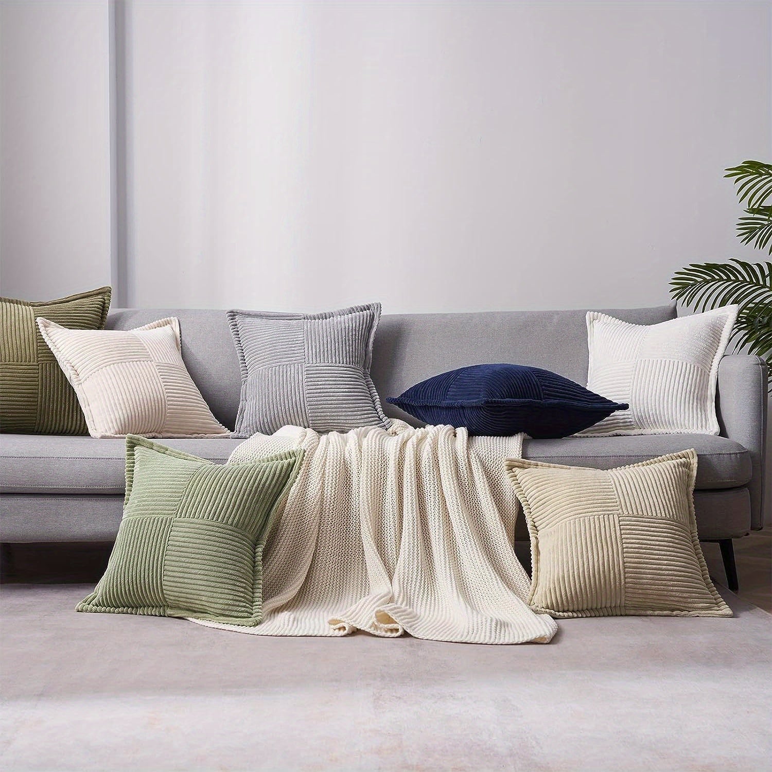 Funda de Cojín de Pana Texturizada, Juego de 2 Unidades