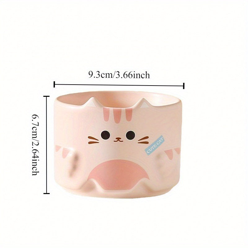Taza de Cerámica con Diseño de Gato, Apilable, Ideal para Parejas