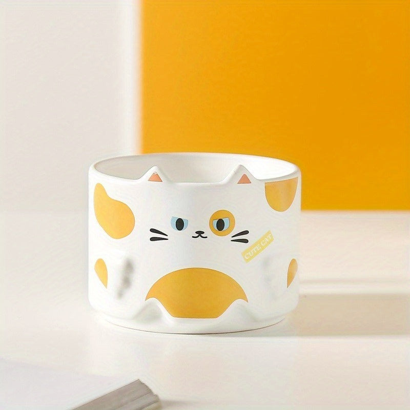 Taza de Cerámica con Diseño de Gato, Apilable, Ideal para Parejas