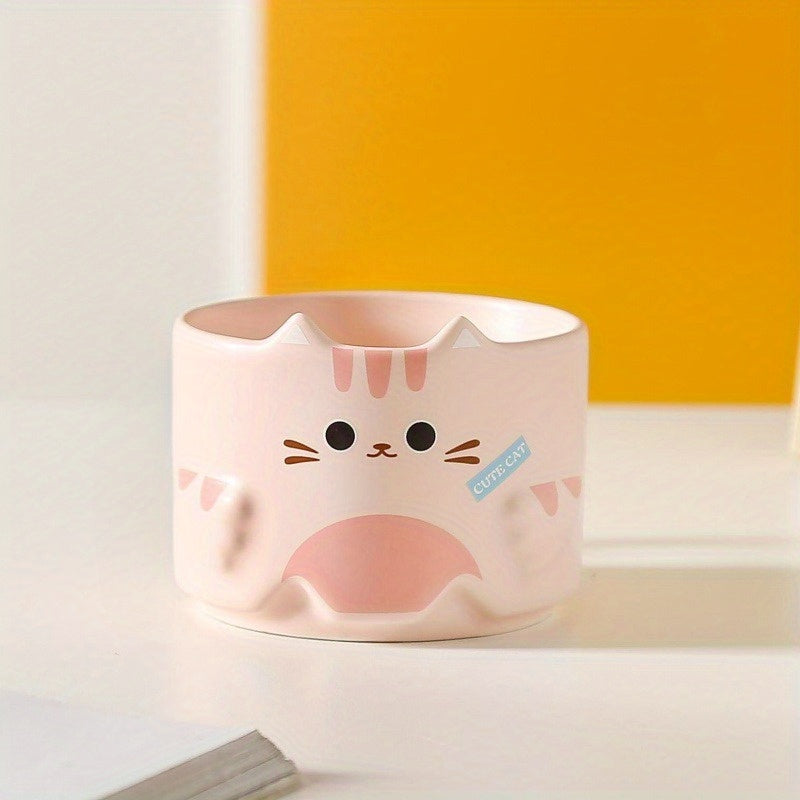 Taza de Cerámica con Diseño de Gato, Apilable, Ideal para Parejas