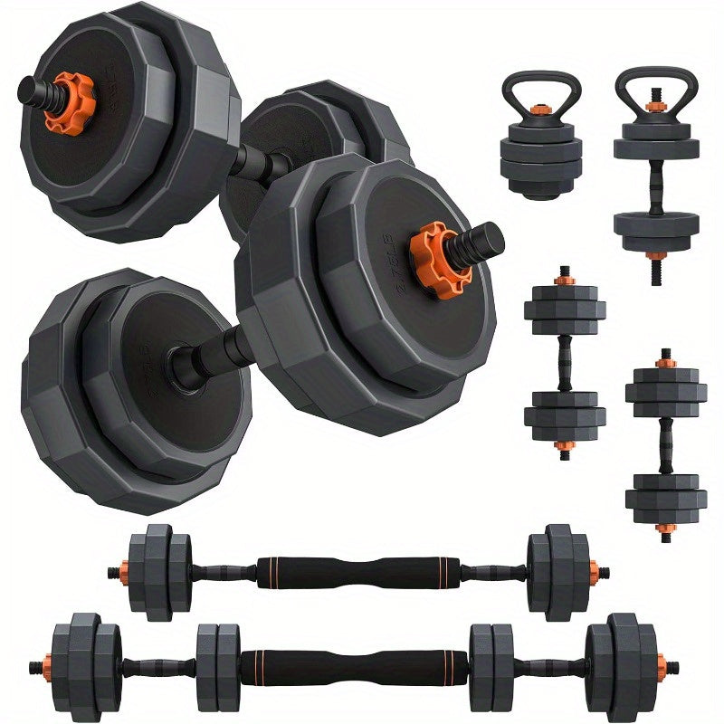 Set de Pesas Ajustables 3 en 1: Mancuernas, Barra y Kettlebell