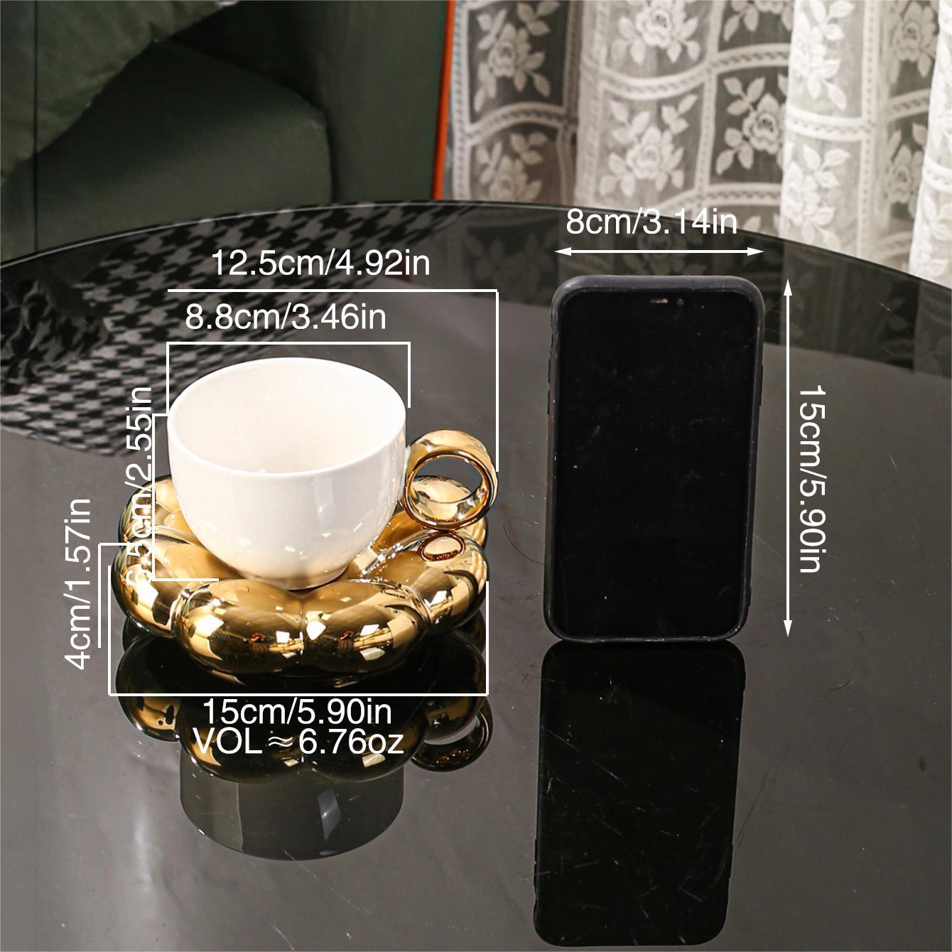 Set de Taza y Platillo Nórdico de Girasol en Cerámica 200ml