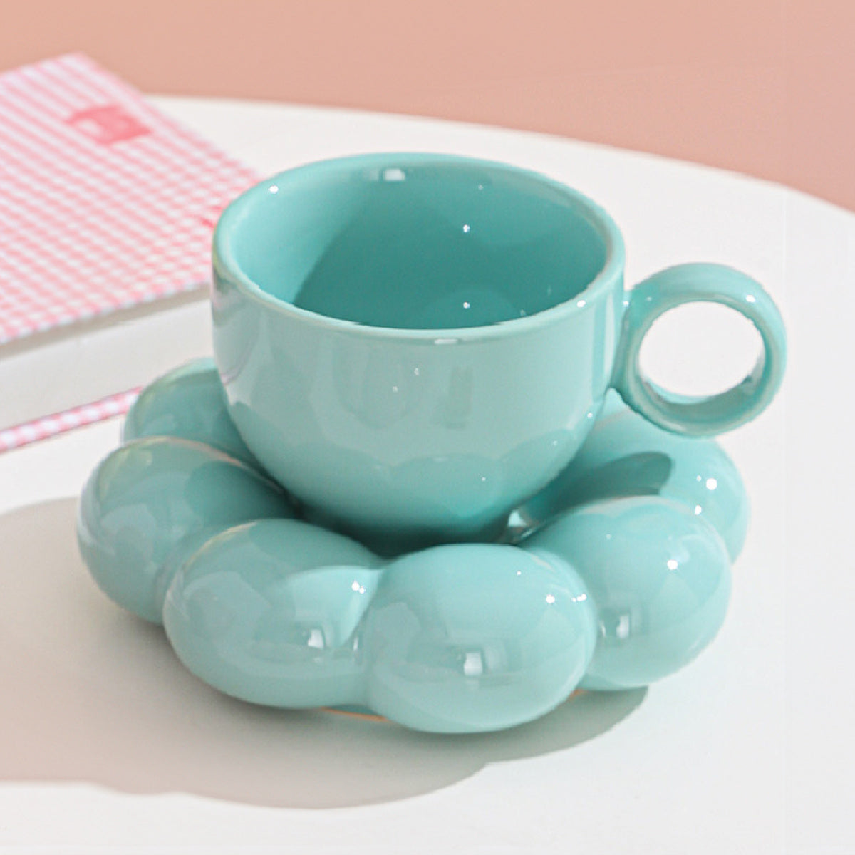 Set de Taza y Platillo Nórdico de Girasol en Cerámica 200ml