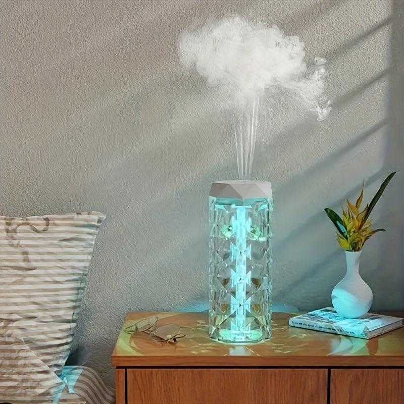 Humidificador Crystal Clear con Luz Nocturna USB y Lámpara de Mesa