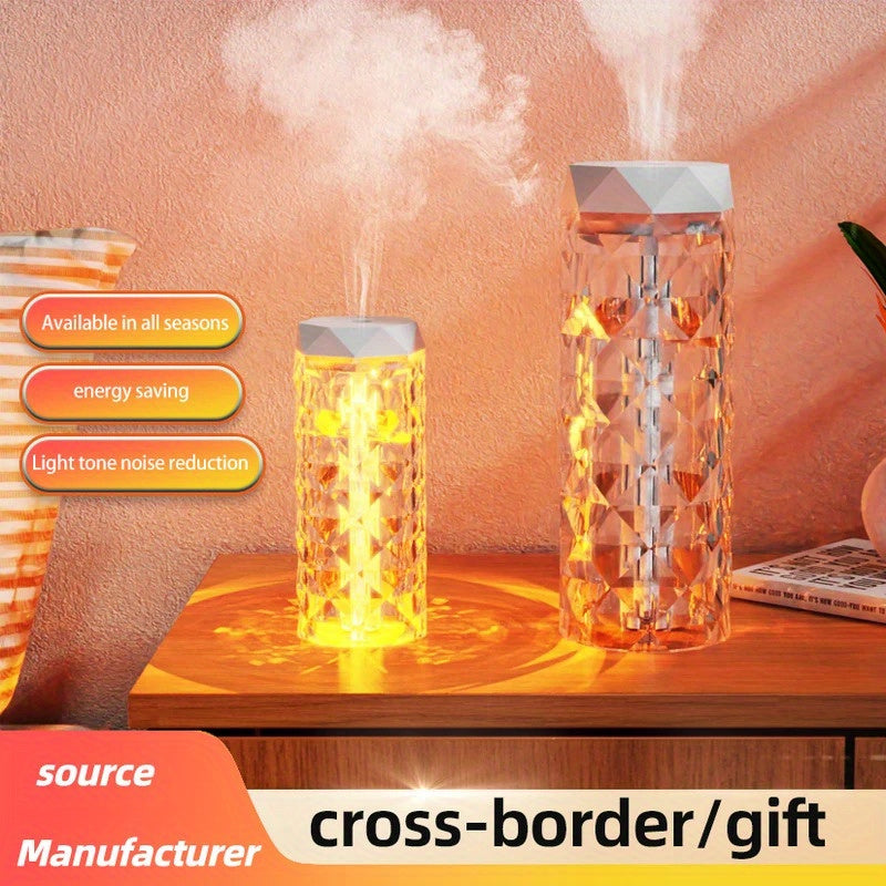 Humidificador Crystal Clear con Luz Nocturna USB y Lámpara de Mesa