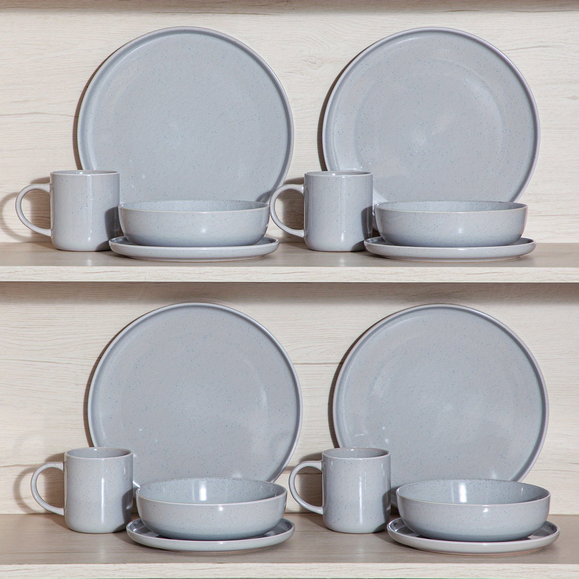 Juego de Vajilla de 16 Piezas de Gres para 4 Personas