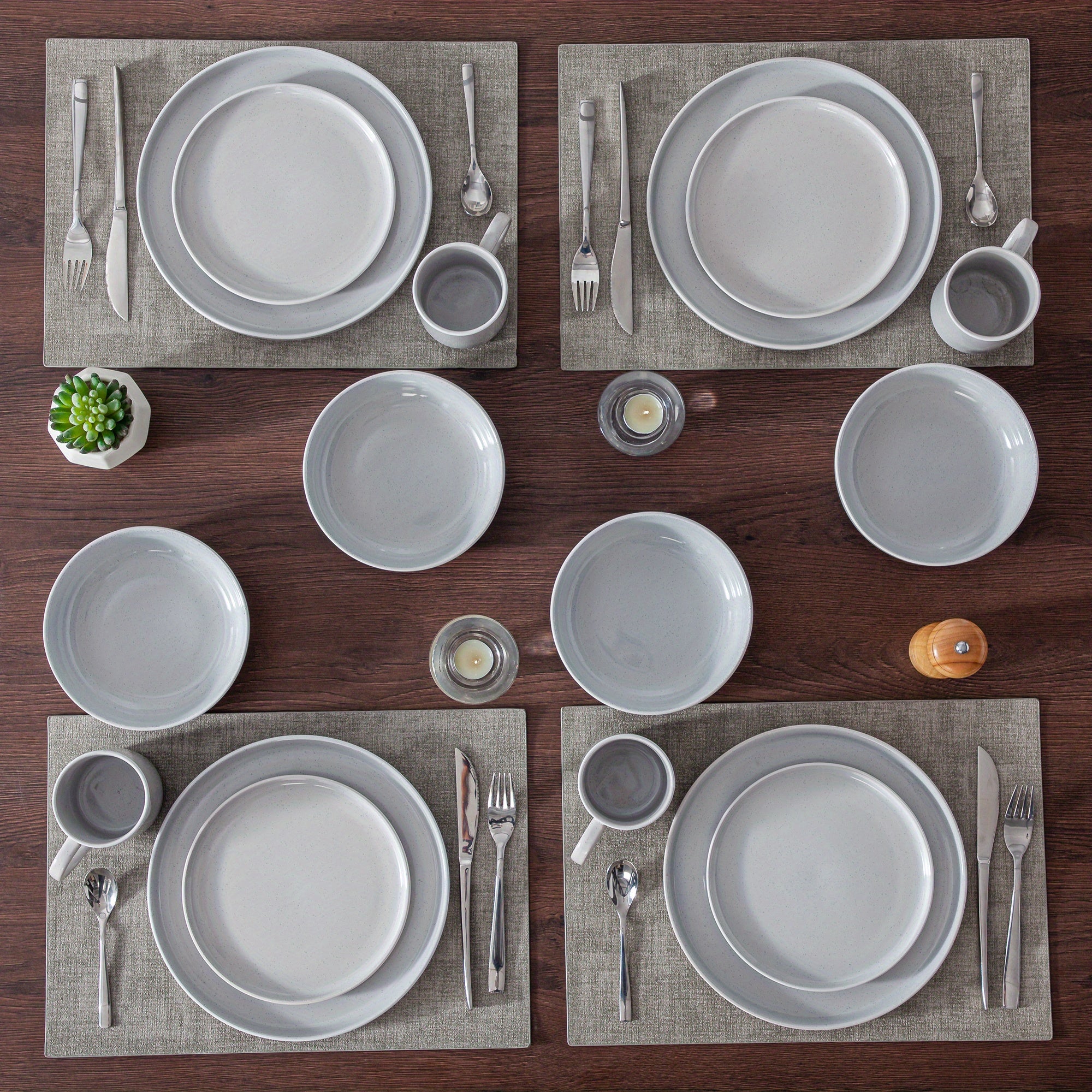 Juego de Vajilla de 16 Piezas de Gres para 4 Personas