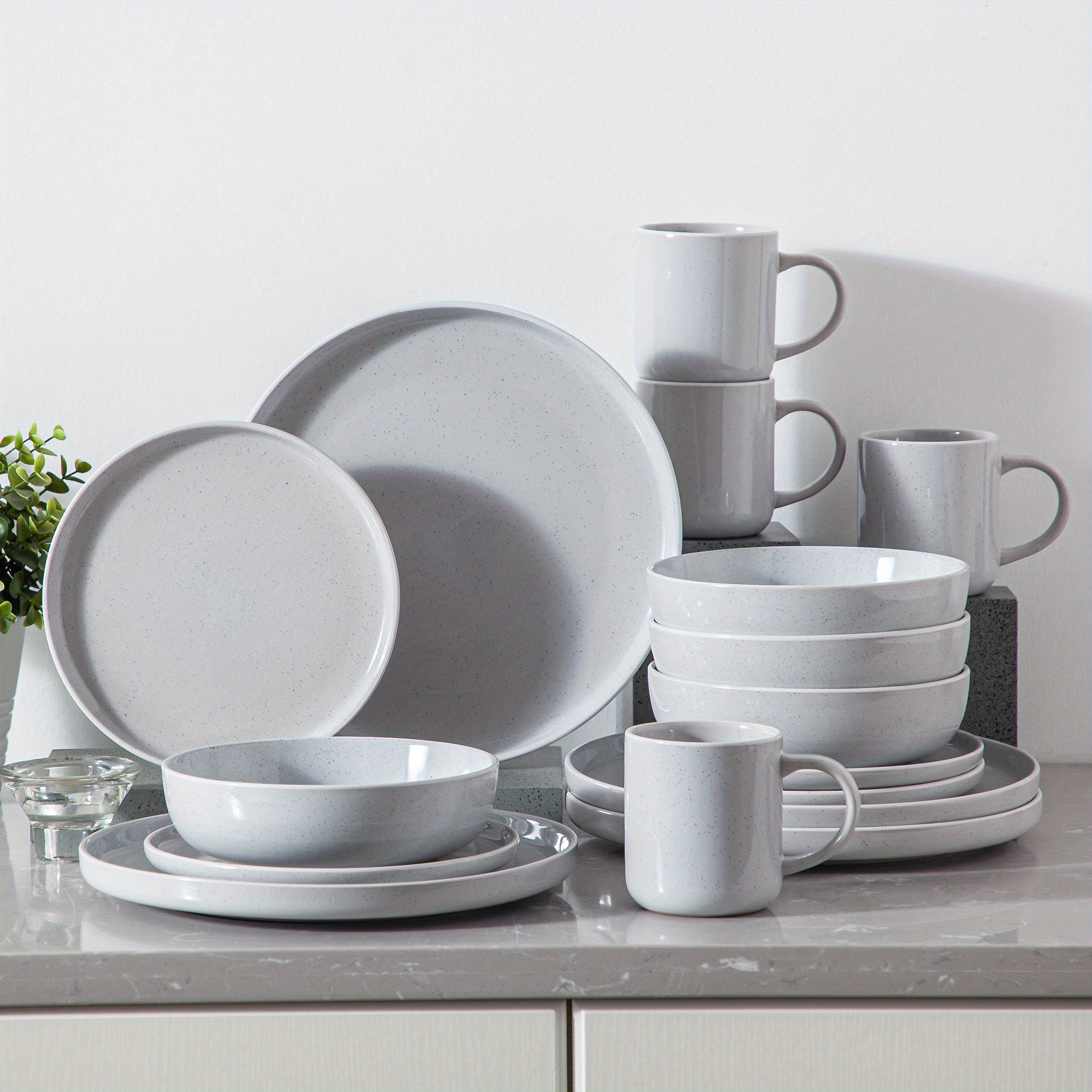Juego de Vajilla de 16 Piezas de Gres para 4 Personas