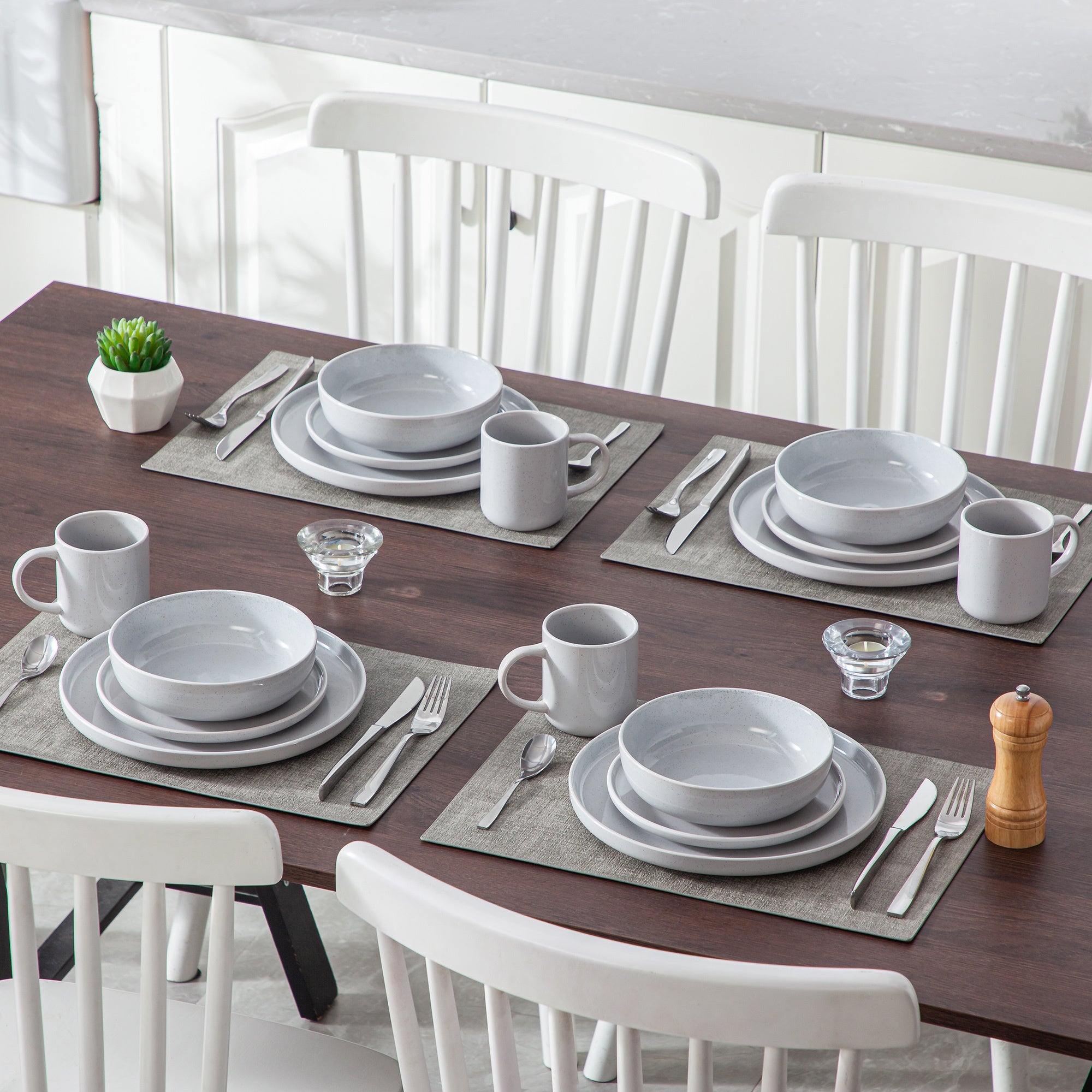 Juego de Vajilla de 16 Piezas de Gres para 4 Personas