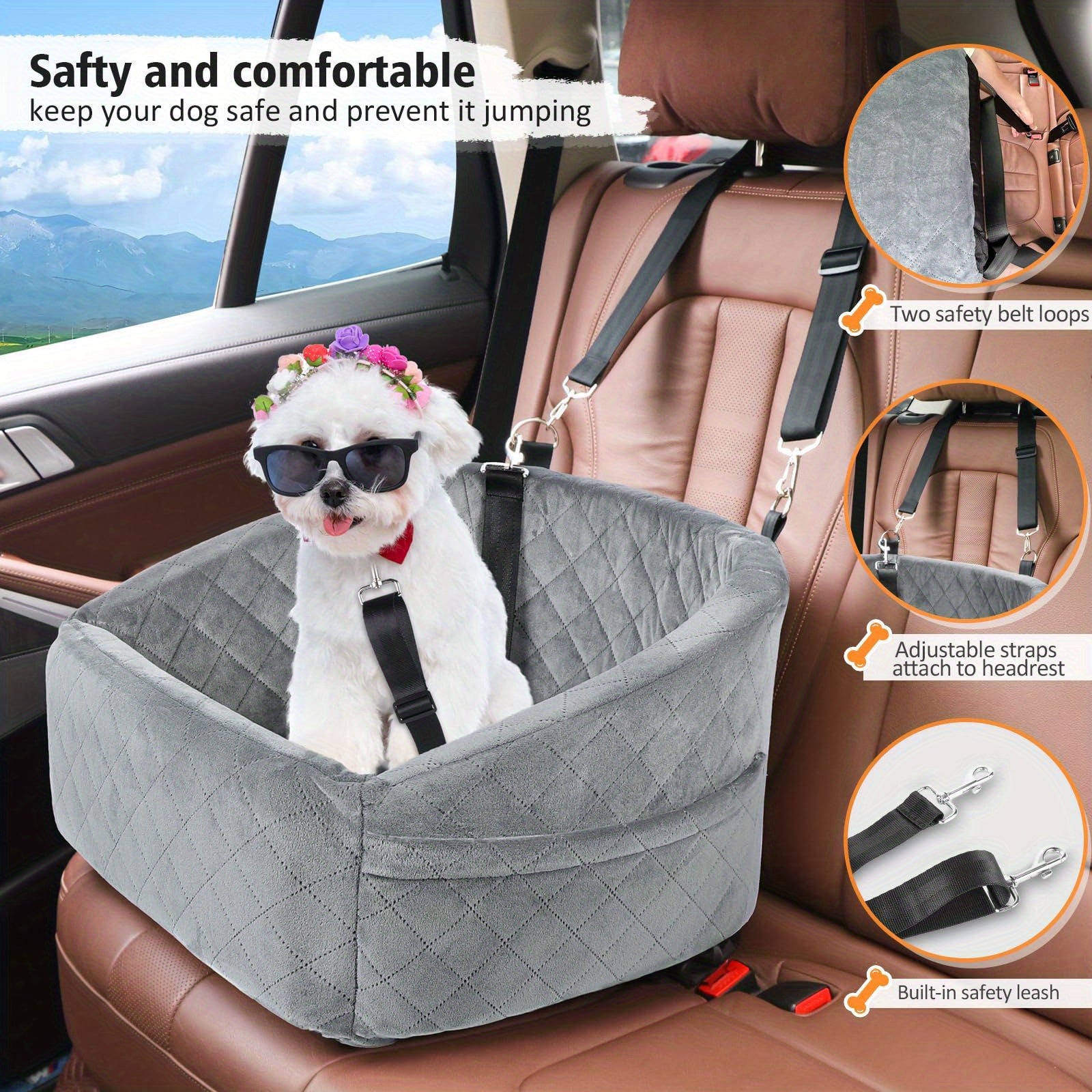 Asiento Elevado ComfyRide Deluxe para Perros Pequeños y Medianos