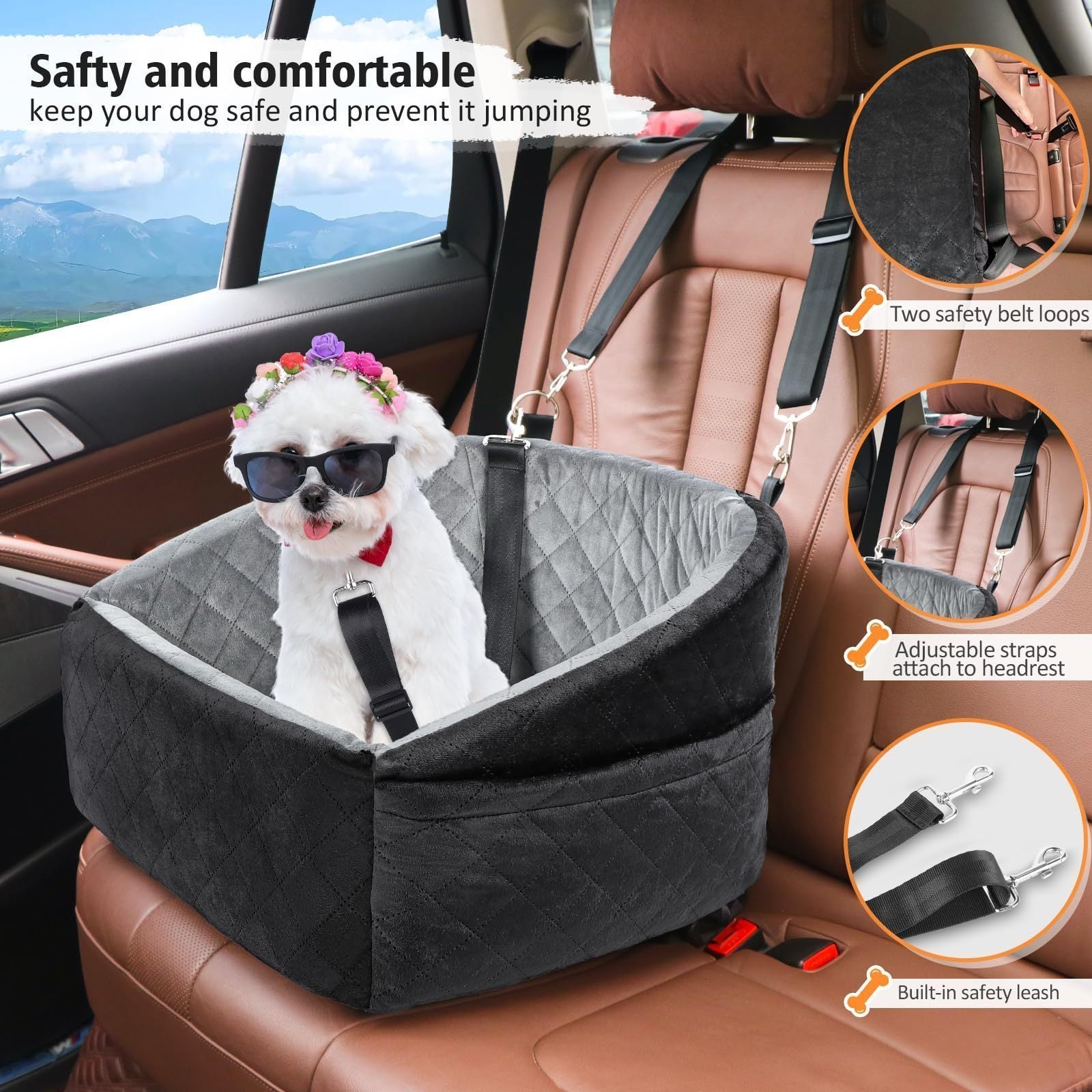 Asiento Elevado ComfyRide Deluxe para Perros Pequeños y Medianos