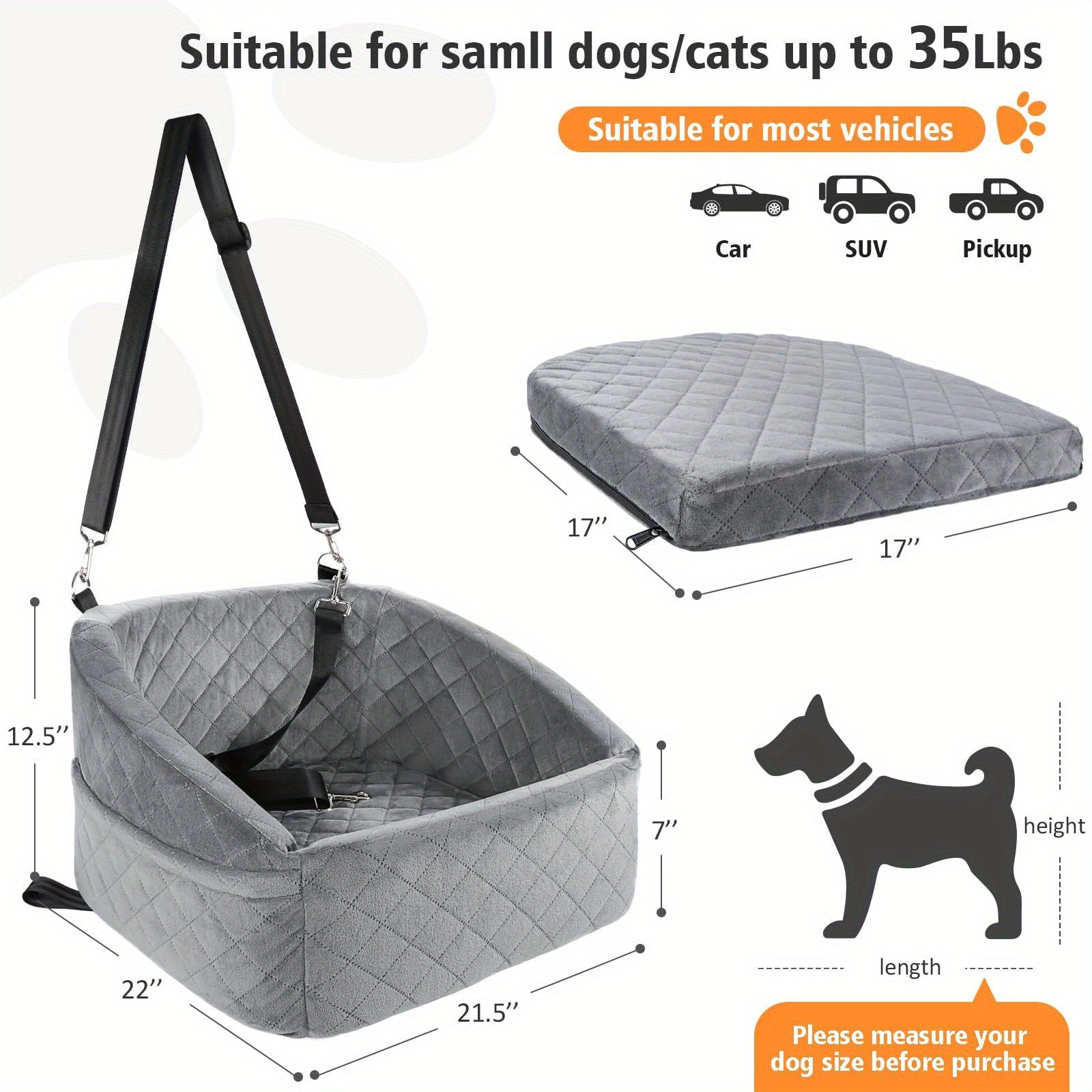 Asiento Elevado ComfyRide Deluxe para Perros Pequeños y Medianos