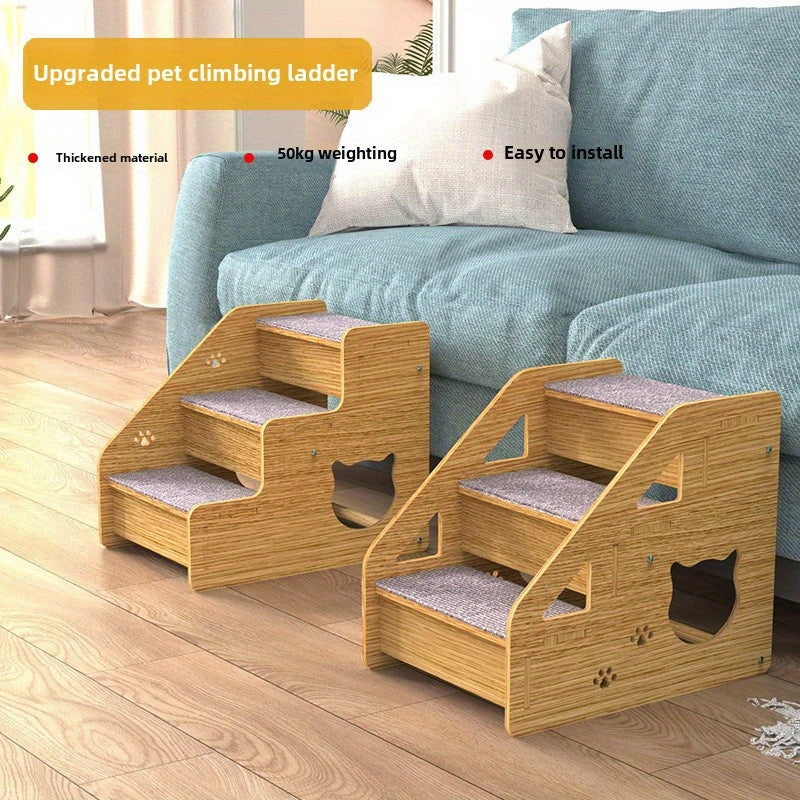 Escalera de Madera para Mascotas, Ideal para Sofás y Camas