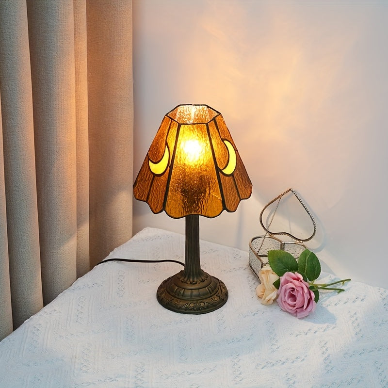 Luz de Mesa Retro para Dormitorio, Decoración de Vidrio Tiffany