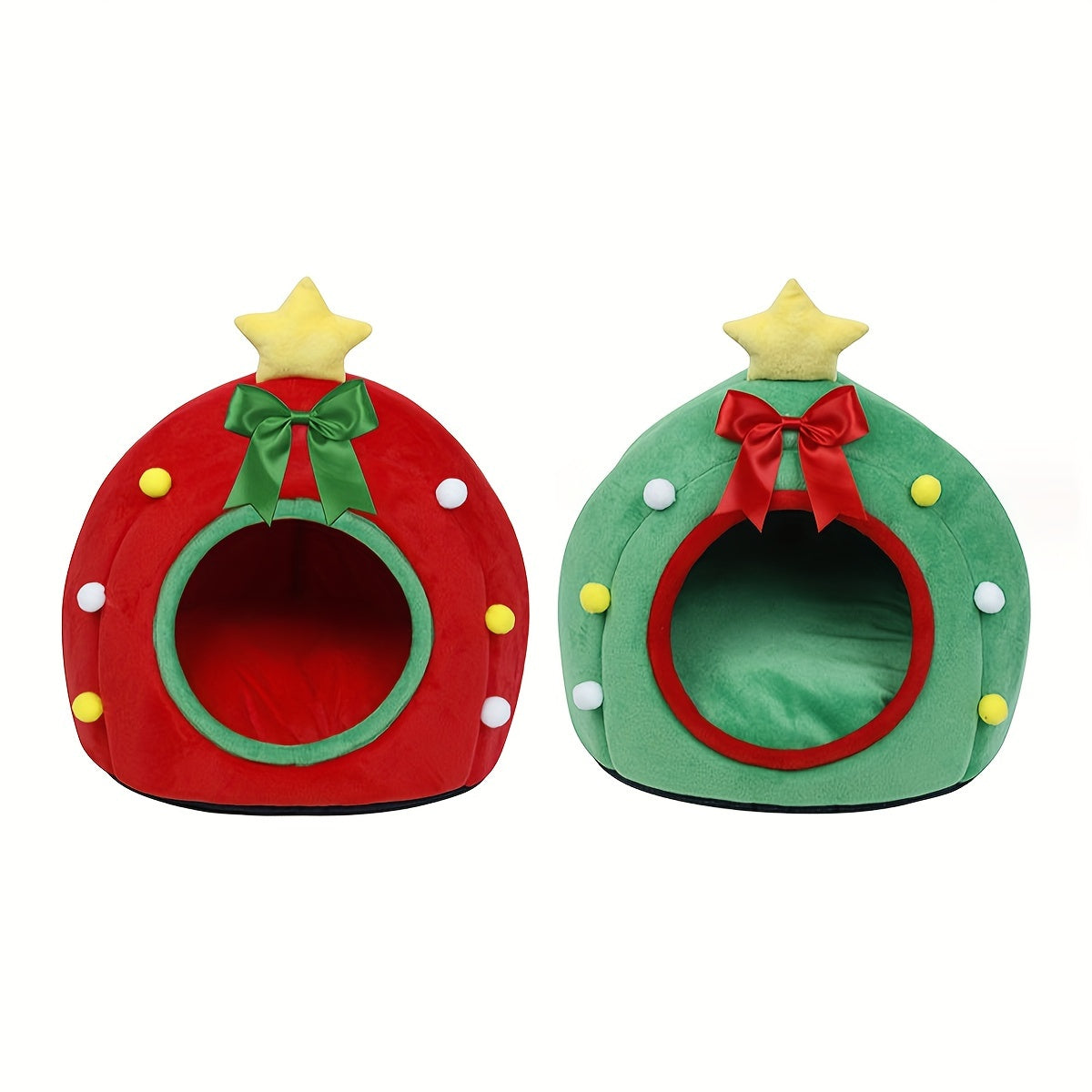 Cama Navideña para Mascotas, Fibra de Poliéster, Estilo Clásico