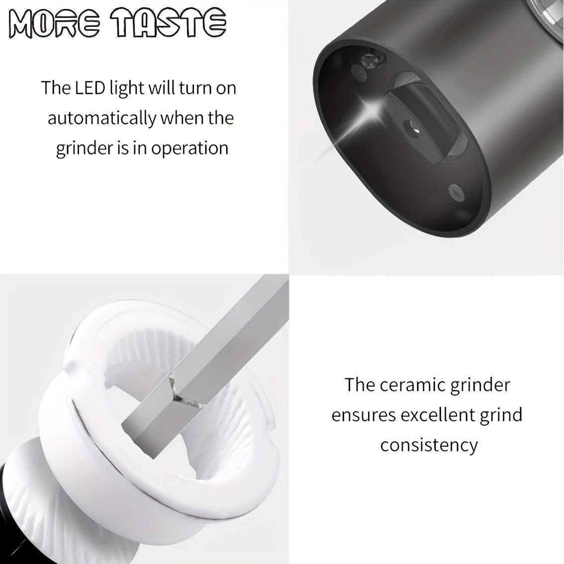 Molinos Eléctricos de Sal y Pimienta, Ajustables con Base