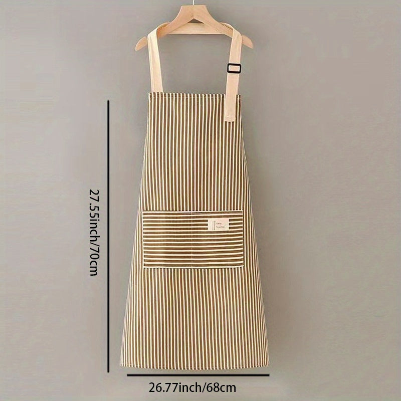 Delantal Unisex Ajustable de Algodón y Lino con Bolsillo