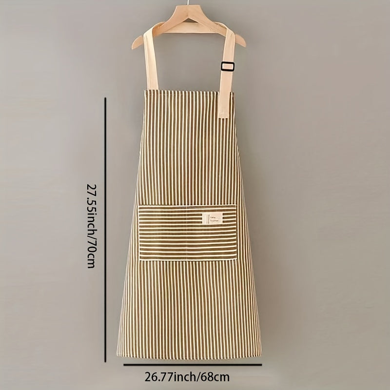 Delantal Unisex Ajustable de Algodón y Lino con Bolsillo