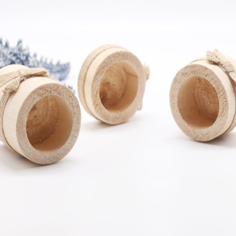 Portavelas Rústicos de Madera - Set de 3 Candelabros de Pino