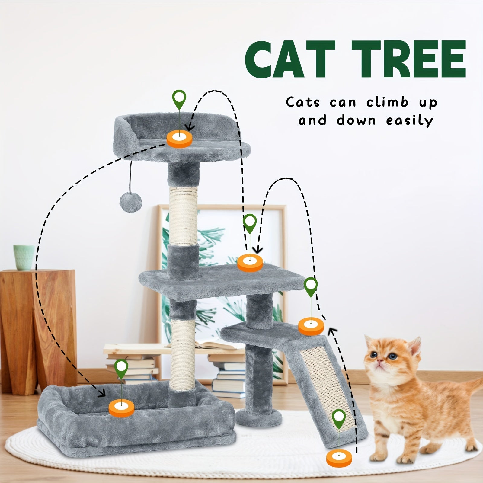 Árbol para Gatos de Interior, Mueble Moderno Multinivel