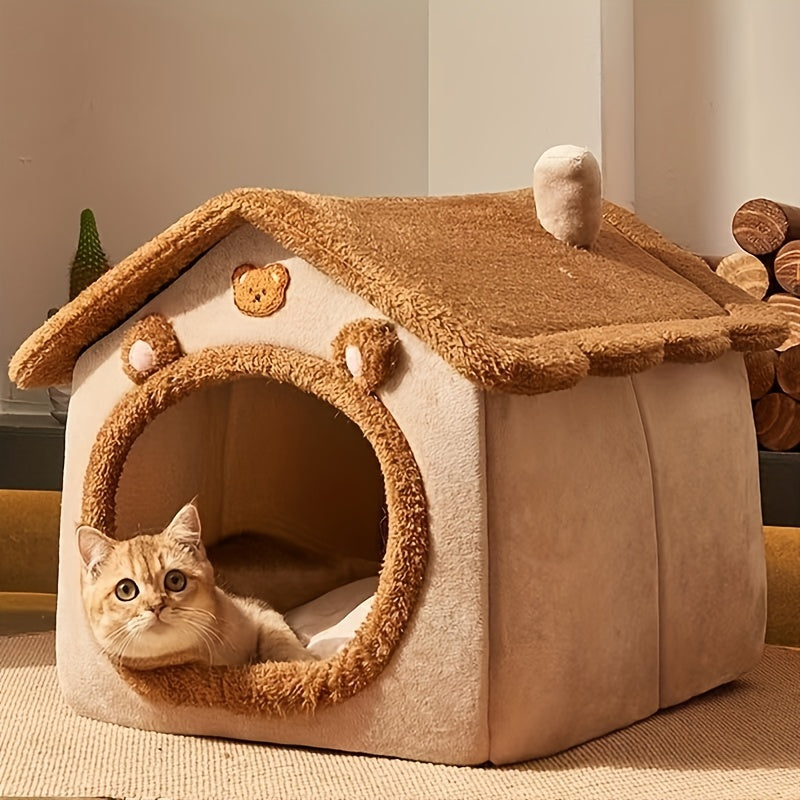 Cama Cueva para Gatos y Perros, Lavable y Cálida