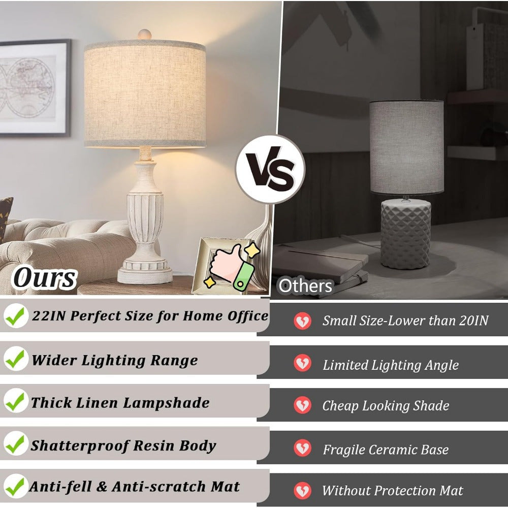 Set de 2 Lámparas de Mesa Rústicas con Pantalla de Lino