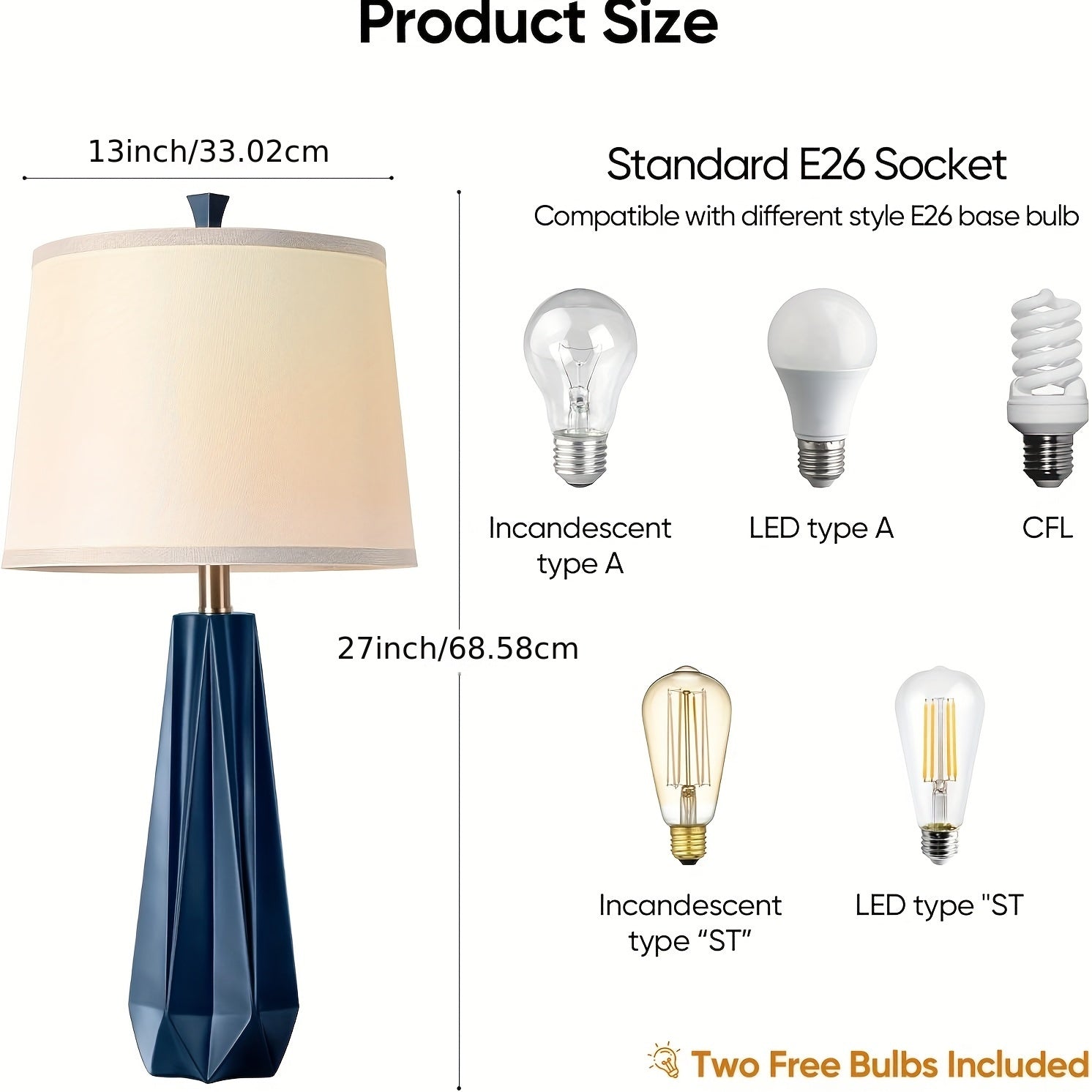 Lámparas de Mesa Modernas Azul Marino con Control Táctil y 3 Temperaturas de Luz