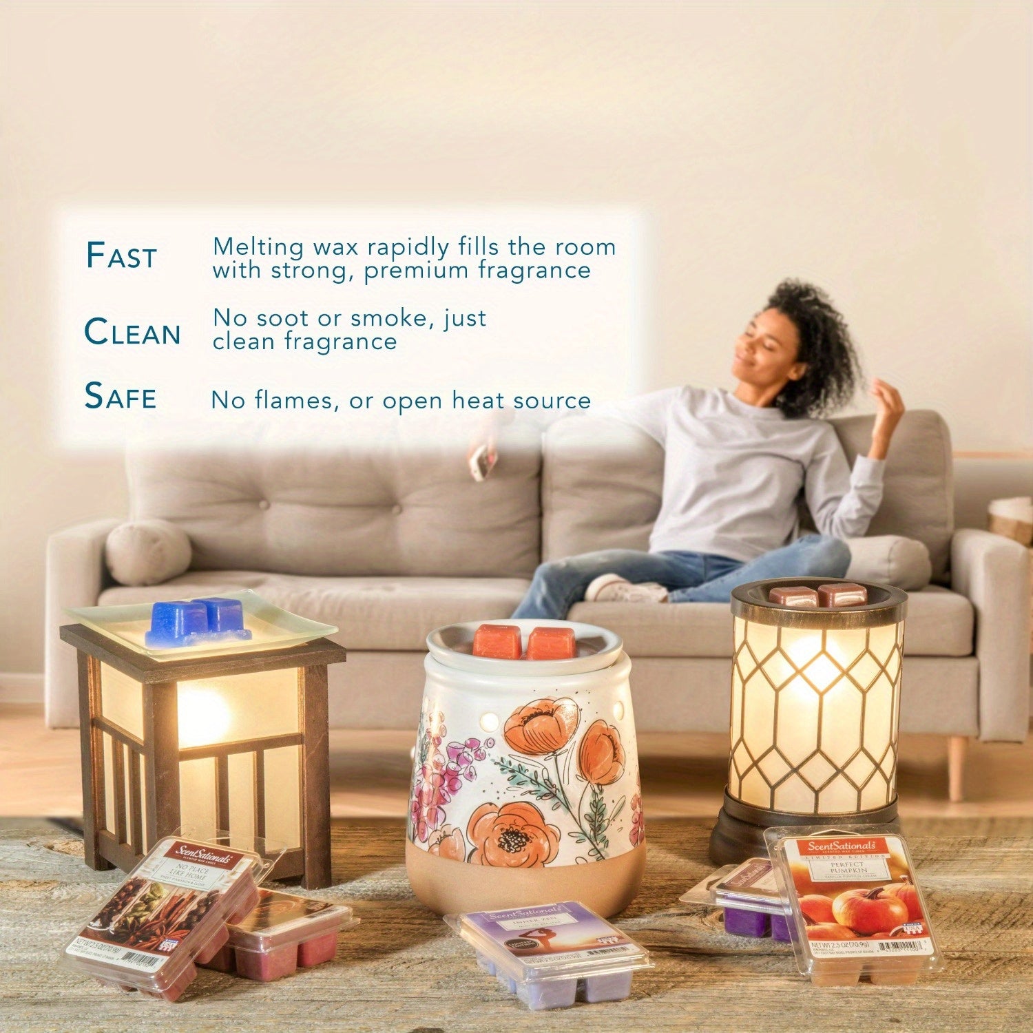 Calentador de Cera Aromática Charleston - Sin Llama, Con Luz Suave