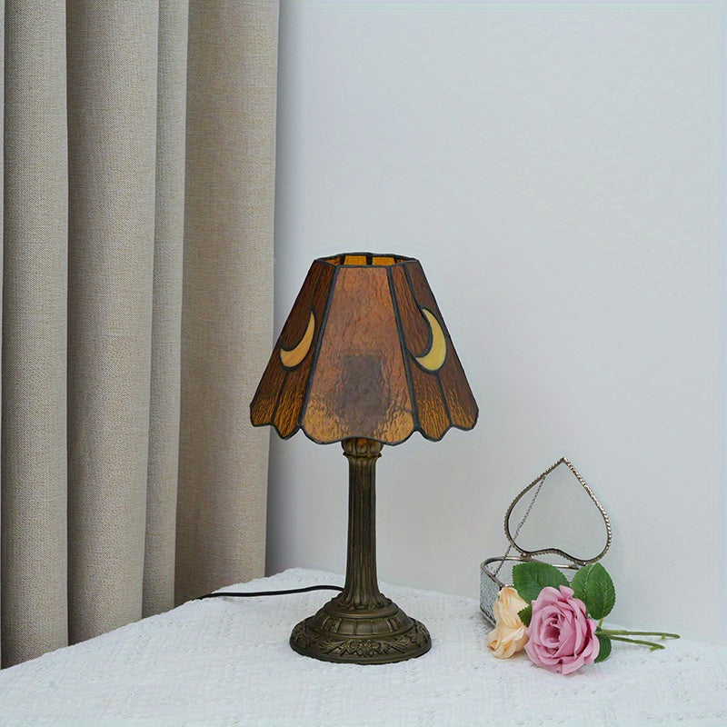 Luz de Mesa Retro para Dormitorio, Decoración de Vidrio Tiffany