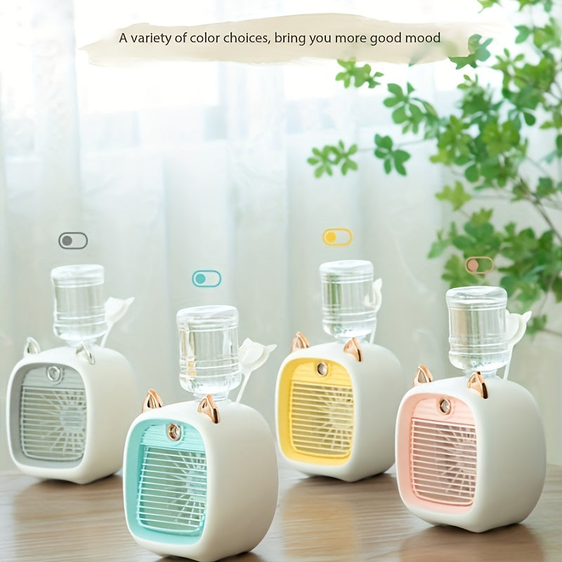 Ventilador Portátil USB con Humidificador, Batería Recargable