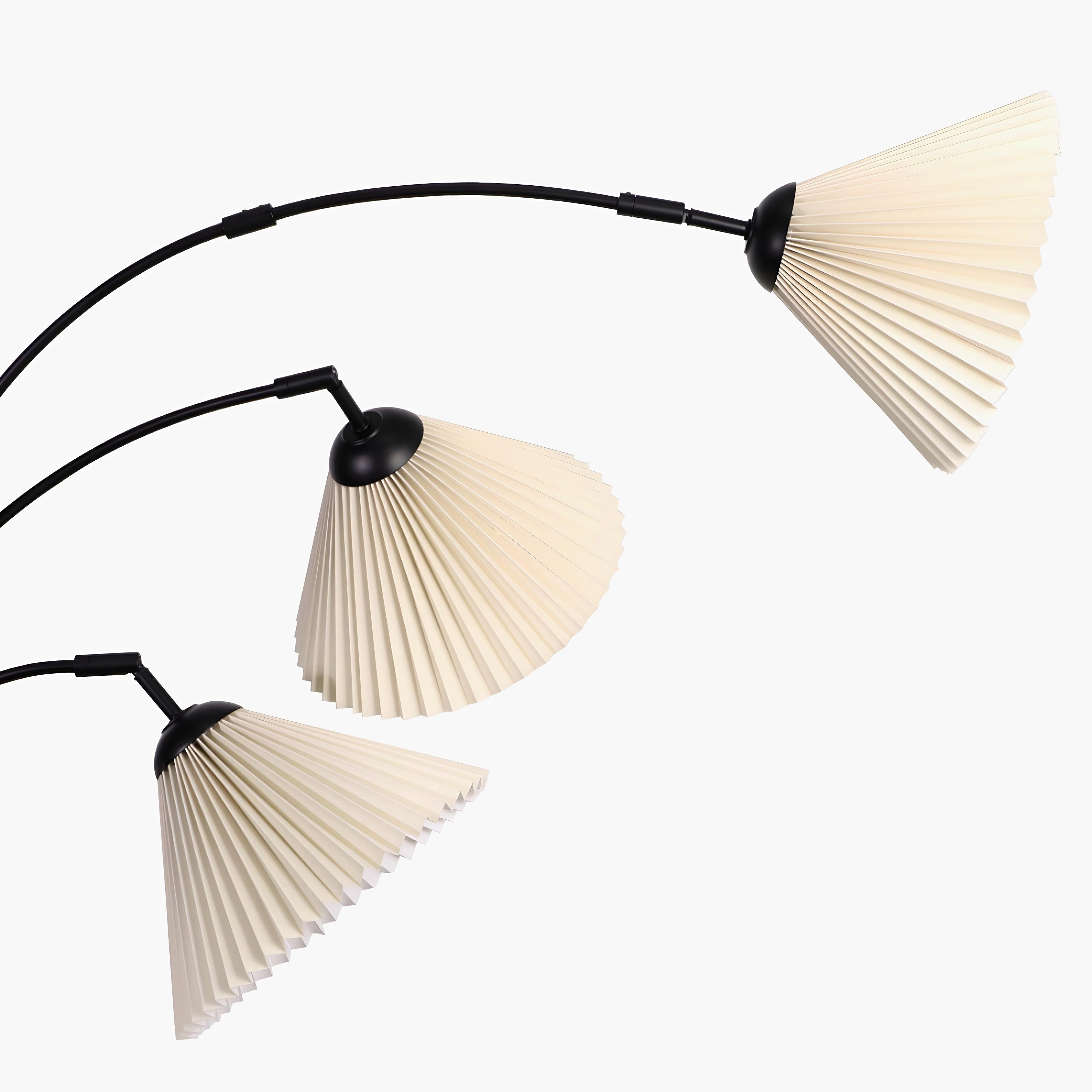 Lámpara de Pie con Arcos Giratorios y Pantallas de Lino