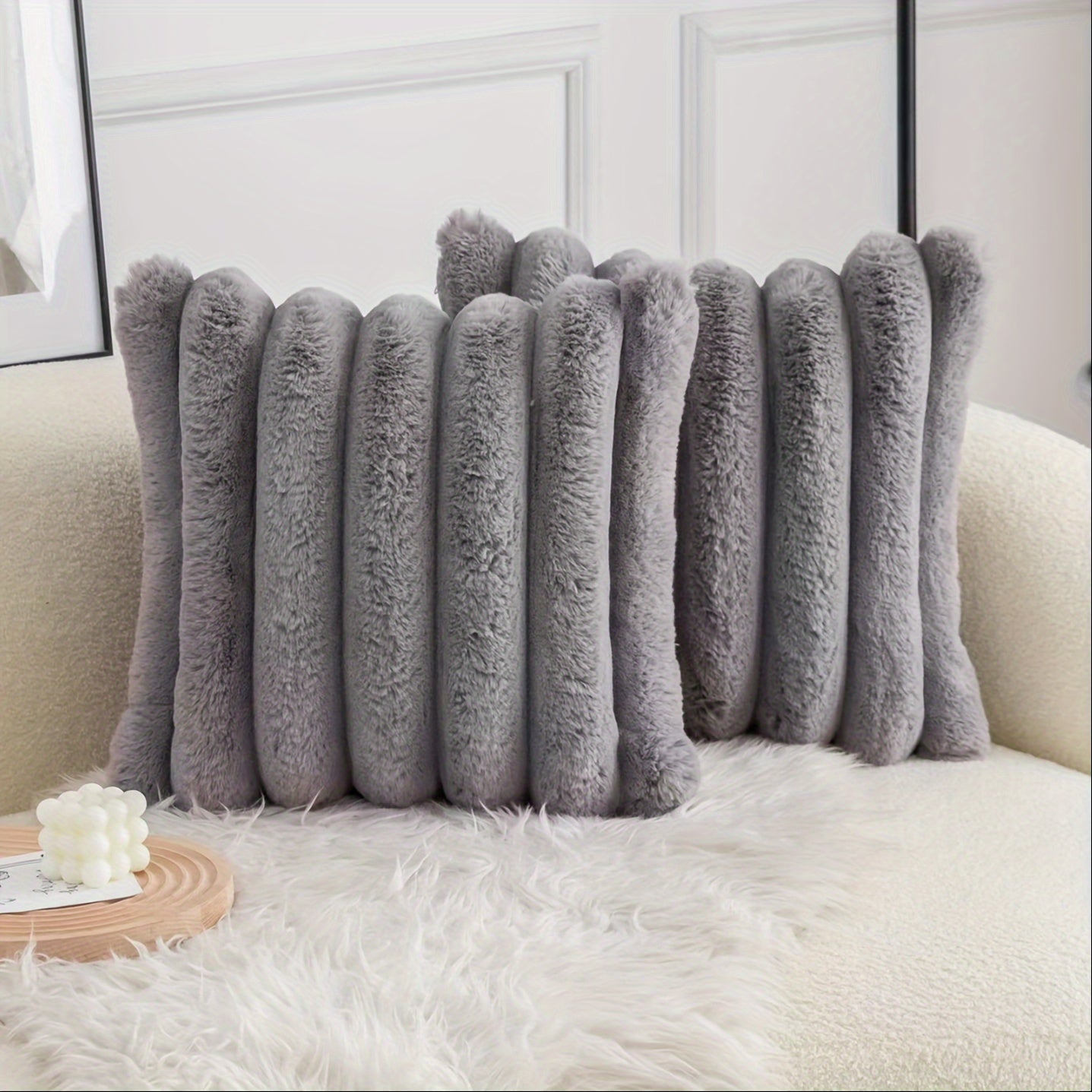 Funda de Cojín Boho Rayas - Suave y Gruesa para Invierno