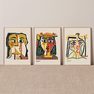 Colección de Retratos Abstractos en Lienzo sin Marco (3 piezas)