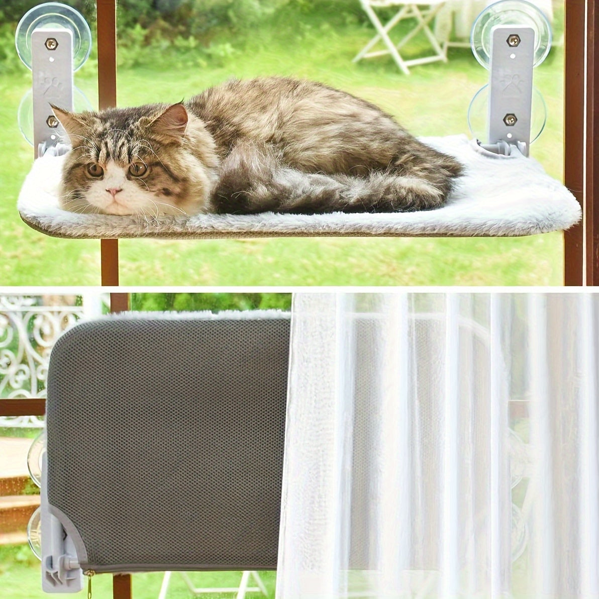 Cama Hamaca para Gatos con Ventosas y Estructura Metálica