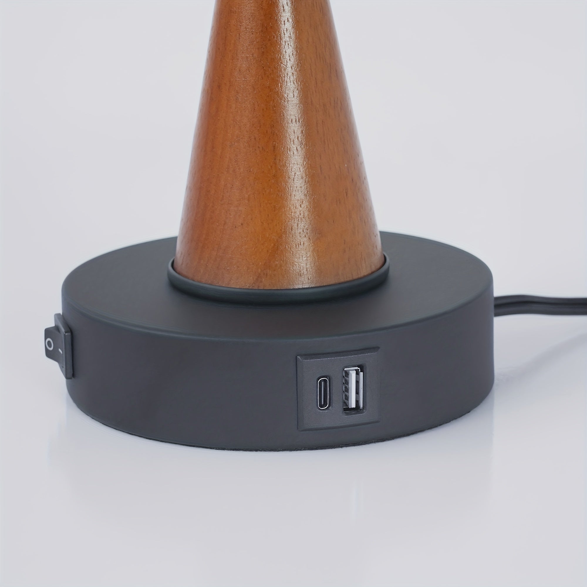 Lámpara de Mesa Doble USB-C y USB-A con Pantalla de Lino