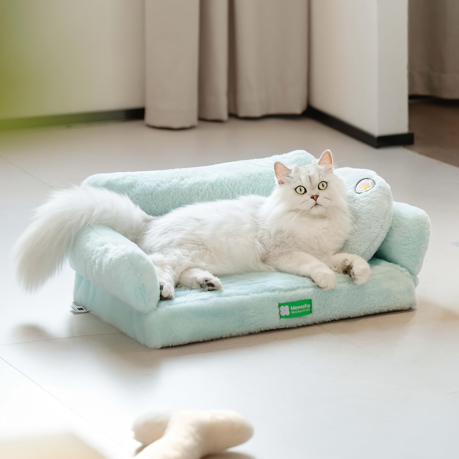 Cama Ortopédica para Mascotas de Terciopelo Azul - Mediana