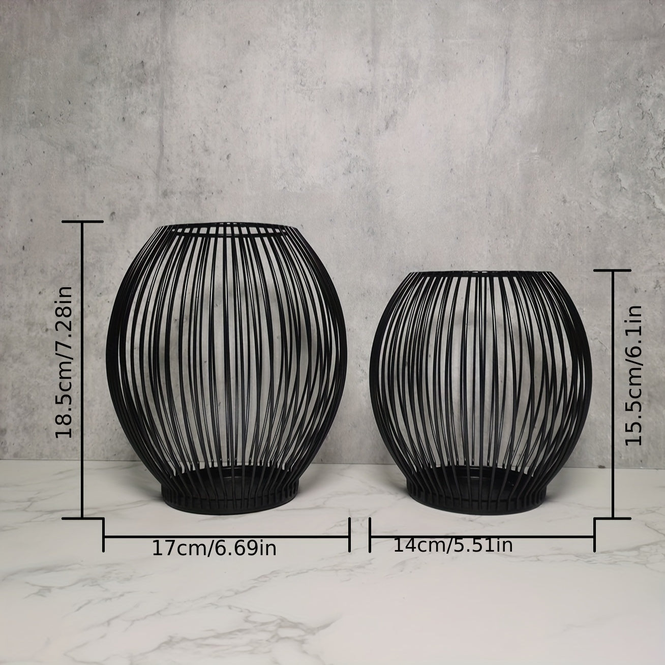 Set de 2 Faroles Nórdicos de Hierro para Decoración de Ambientes