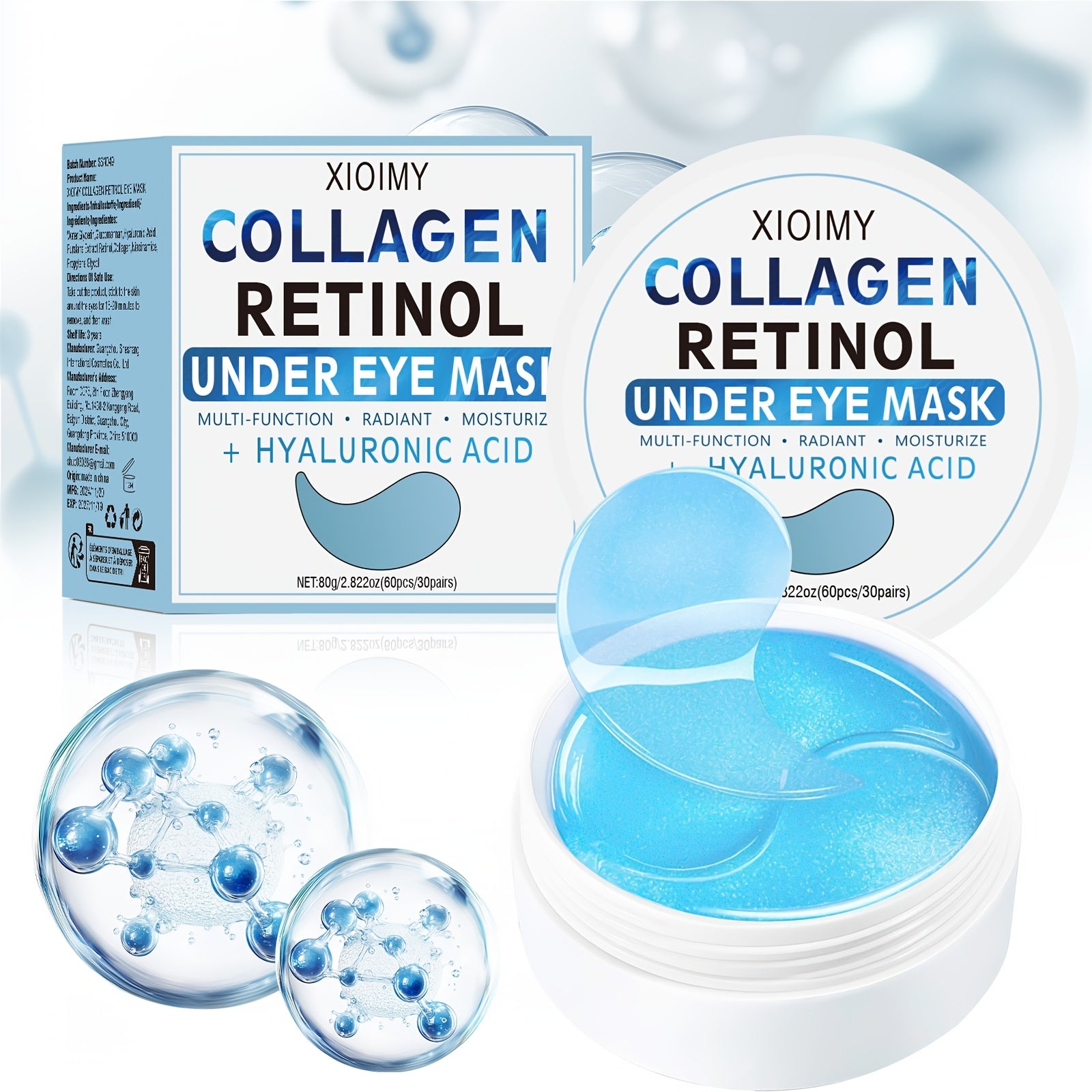 Mascarilla de Hidrogel para Ojos con Colágeno y Retinol, 60 unidades
