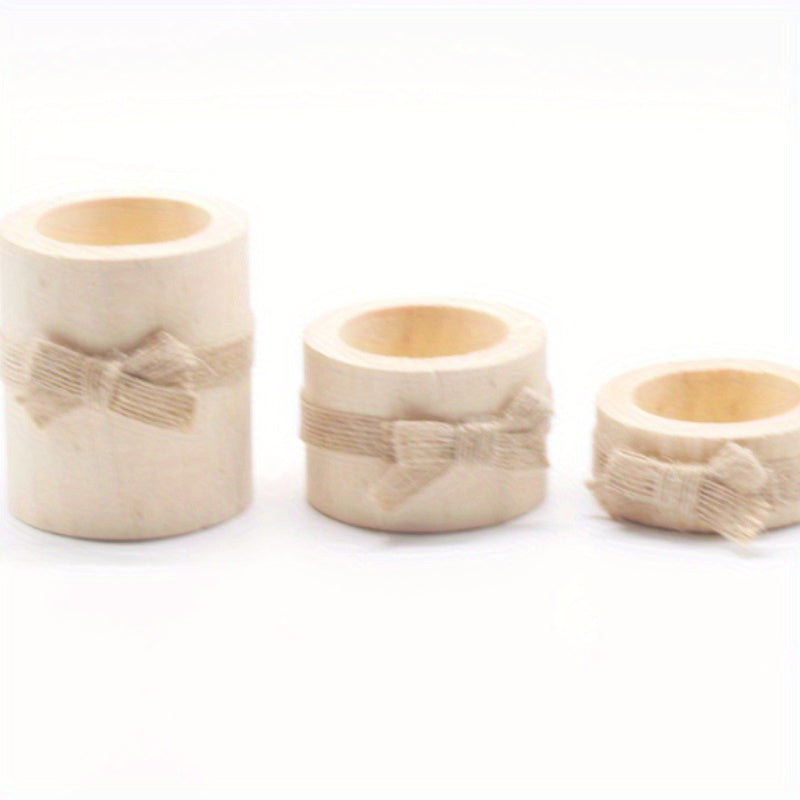 Portavelas Rústicos de Madera - Set de 3 Candelabros de Pino