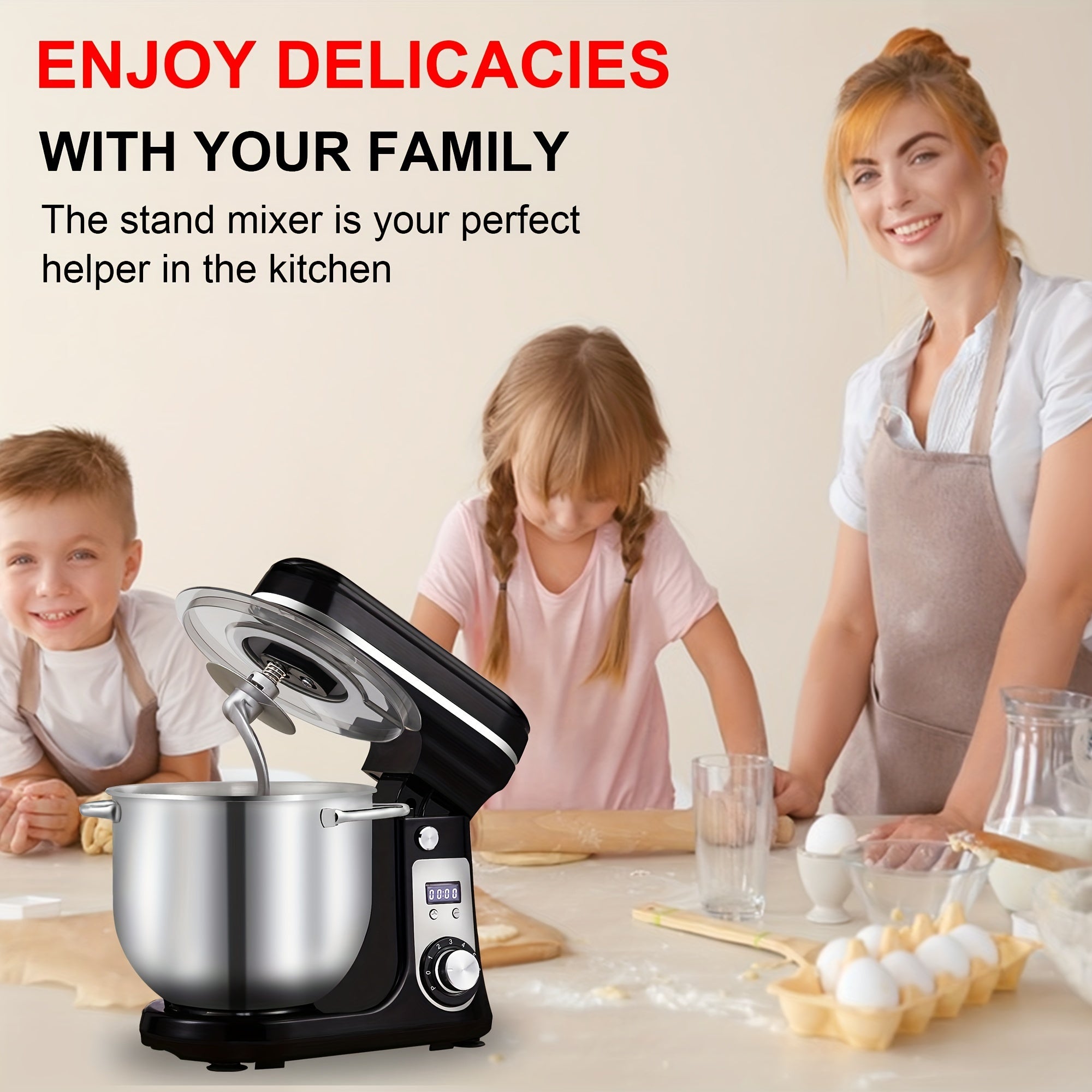 Amasadora BioloMix 6L con Bol de Acero Inoxidable y 6 Velocidades