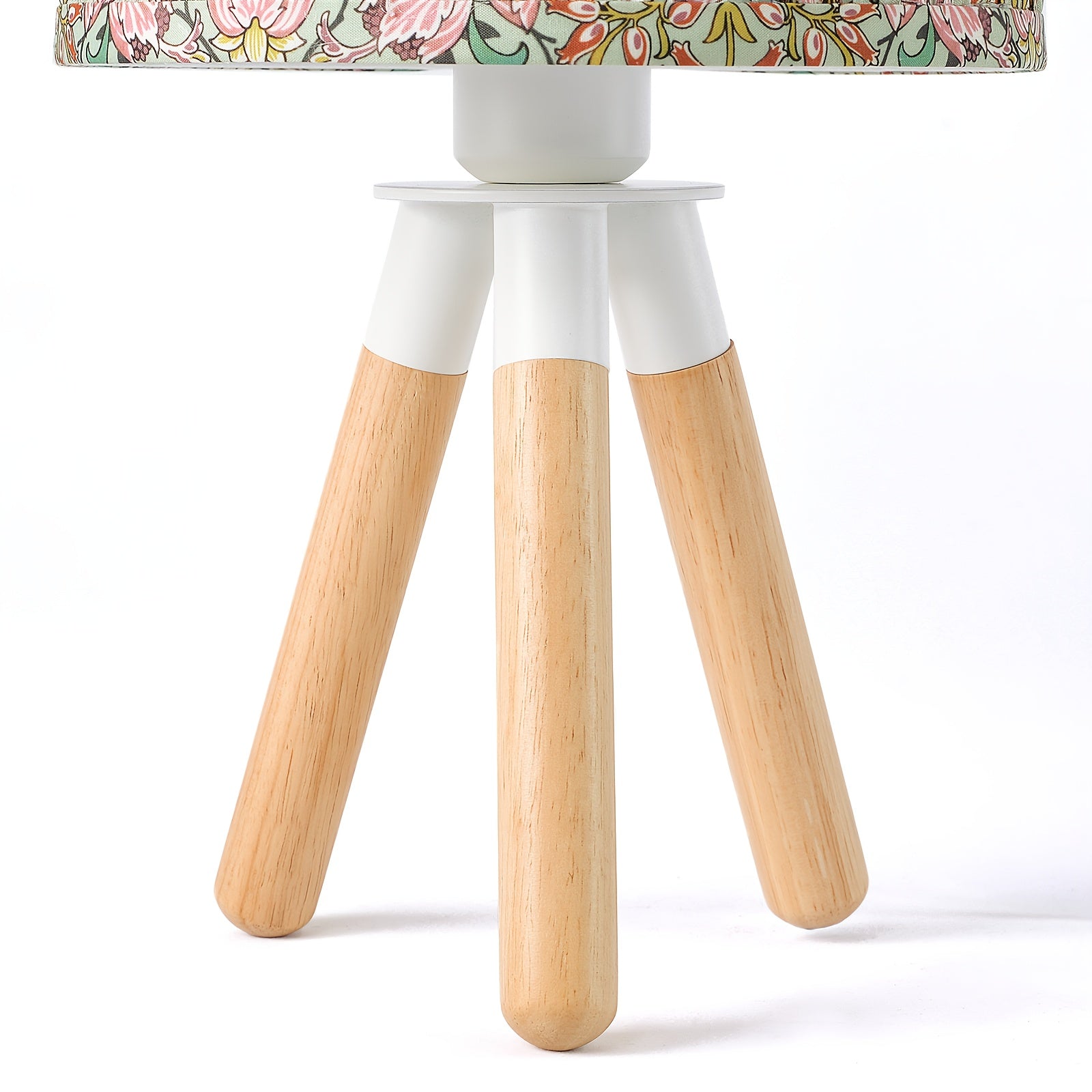 Lámpara de Mesa Trípode de Madera con Pantalla Floral Verde, 14 Pulgadas