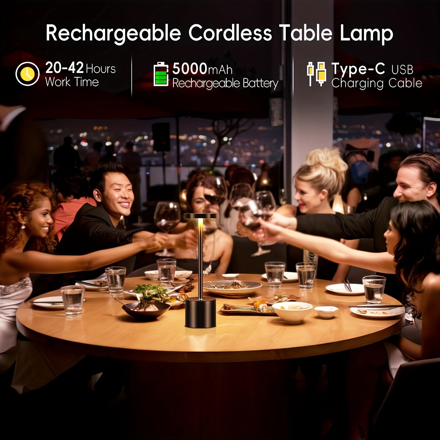 Pack de 2 Lámparas de Mesa LED Recargables, Diseño Moderno