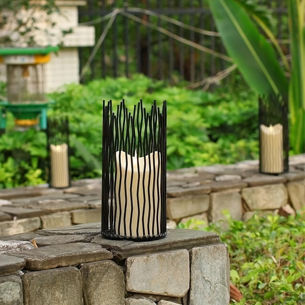 Set de 3 Portavelas de Metal Negro para Decoración de Mesa