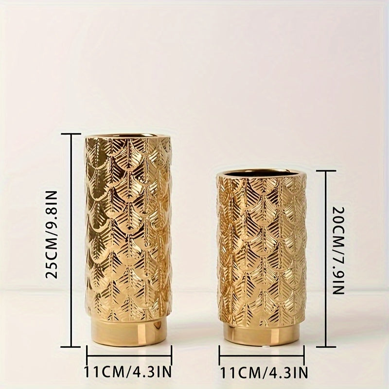 Jarrón de Cerámica Moderno Dorado para Decoración del Hogar
