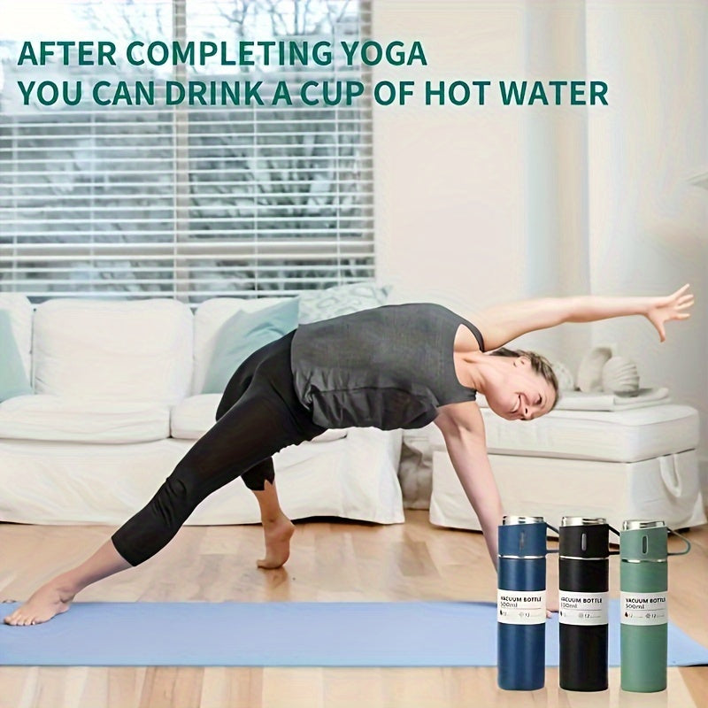Set de Termo de Acero Inoxidable con Taza para Bebidas Calientes y Frías