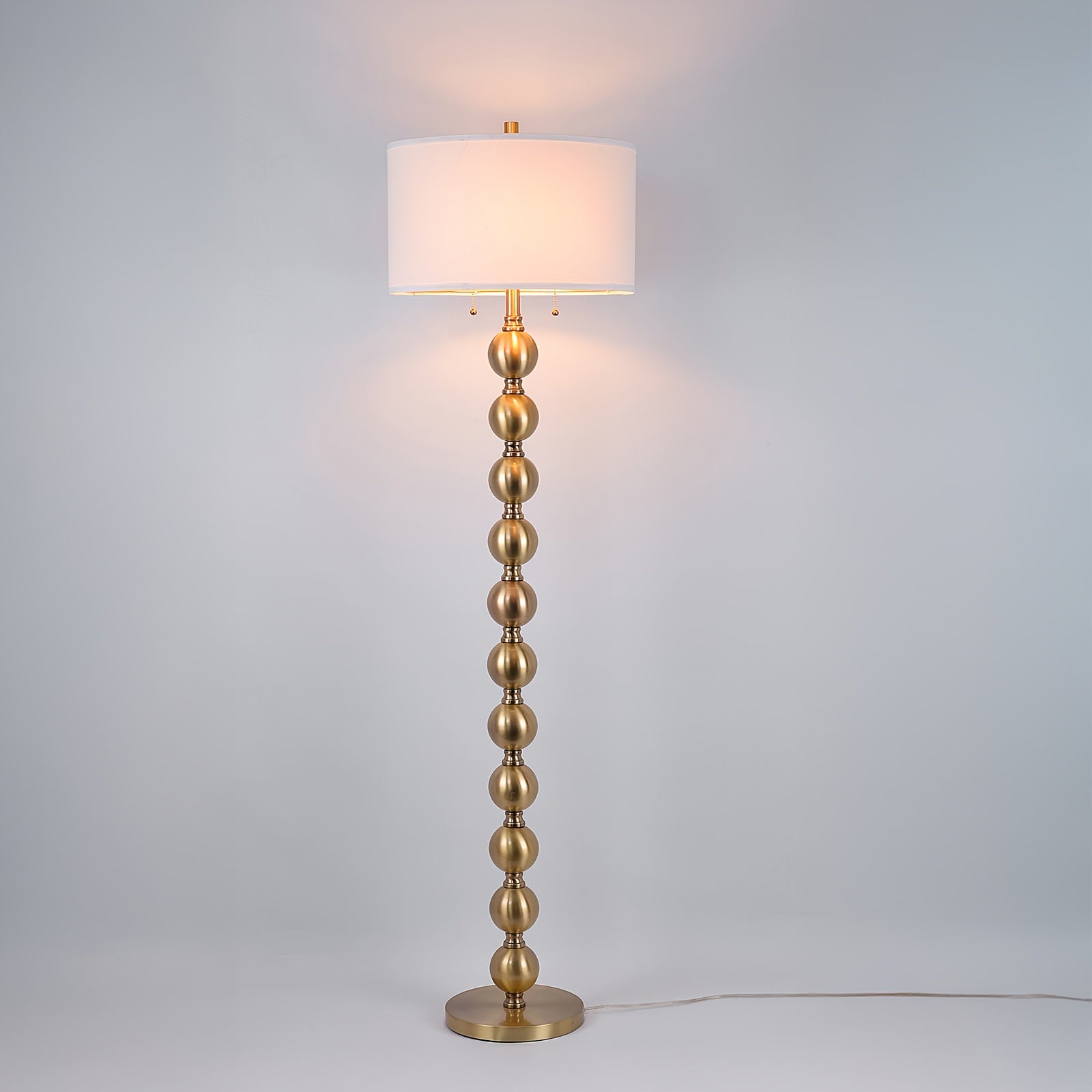 Lámpara de Pie Moderna de 64'' con Pantalla de Lino Beige y Base Dorada