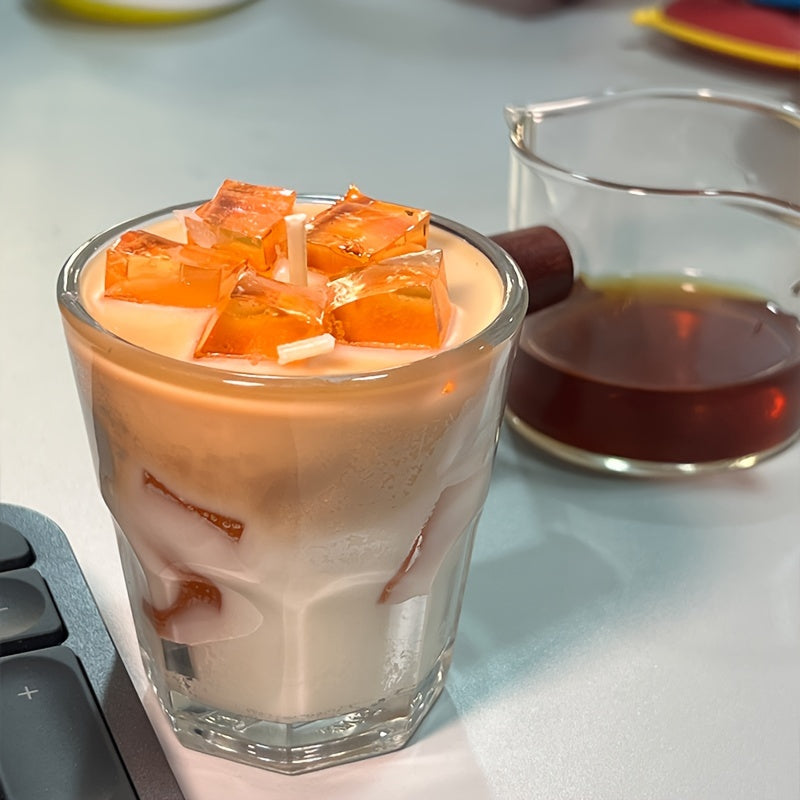 Vela Aromática Ovalada de Cera de Soja, Aroma Caramel Latte