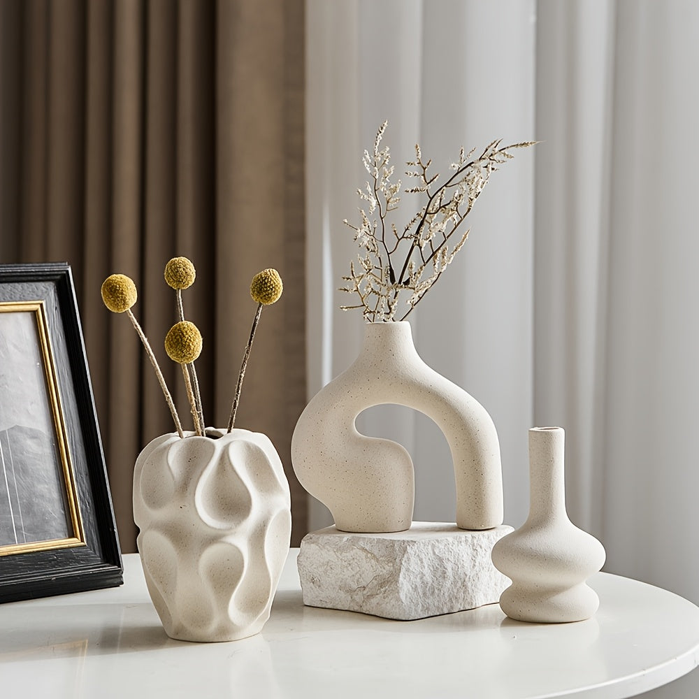 Set de 3 Jarrones Cerámicos Boho - Diseño Nórdico y Minimalista